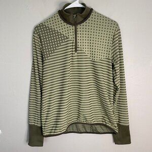 Nike Women's Sz Small Green Striped UV Ace Golf 1/4/ Zip Pullover Dri-Fit Shirt
